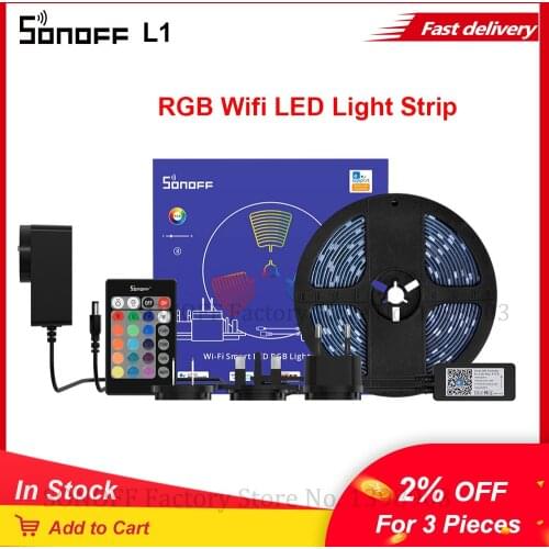 SONOFF L1 Wifi Smart LED Light Strip 2M/ 5M 5050 RGB LED Strip Wifi Controller Dimmable Light TV Backlight Flexible Stripe Lamp