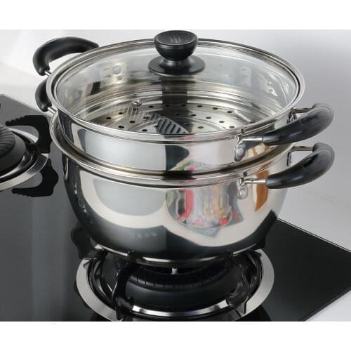 Thickened Stainless Steel Steamer Porridge Soup Steamed Bun Cooker Induction Cooker Gas Stove General Hot Pot