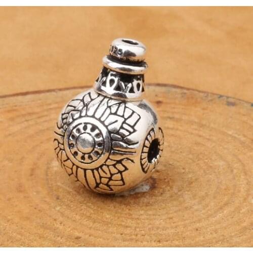 Vintage 100% 925 Silver Lucky Symbol Three Holed Bead Pure Silver Tibetan Malas Guru Buddhist Prayer Beads Guru Bead