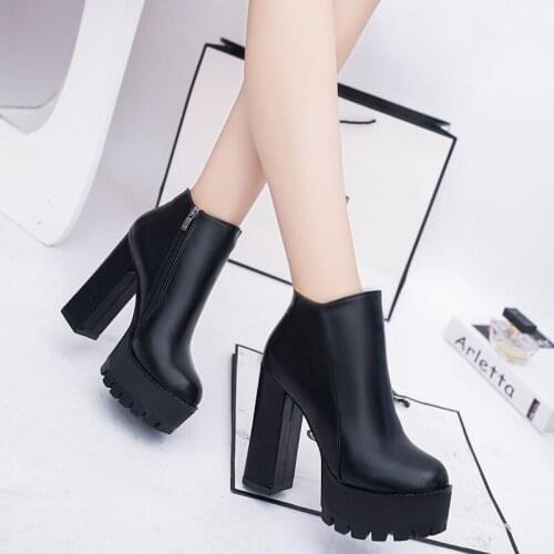 Autumn/winter New Style Super High Heel Women Short Boots Thick Heel Women Martin Boots Fashion Side Zipper