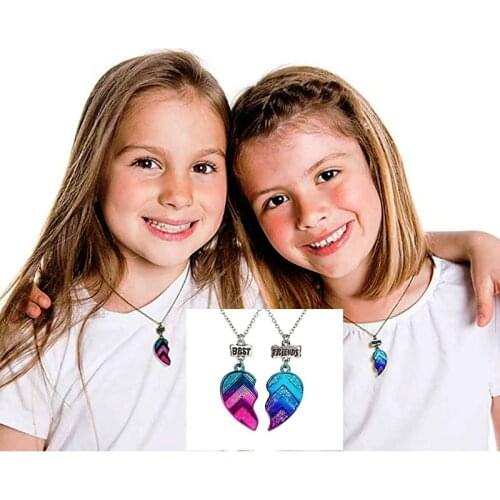 2 Pieces of Best Friend Friendship Jewelry Necklace Ladies Heart-shaped Pendant Letter Necklace Fashion Couple Necklace