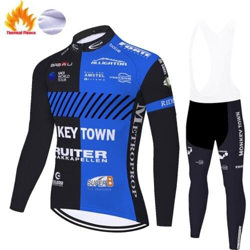 Pro team MONKEY TOWN ropa bicicleta hombre Winter Thermal Fleece cycling jersey 2020 20D gel pantaloni ciclismo