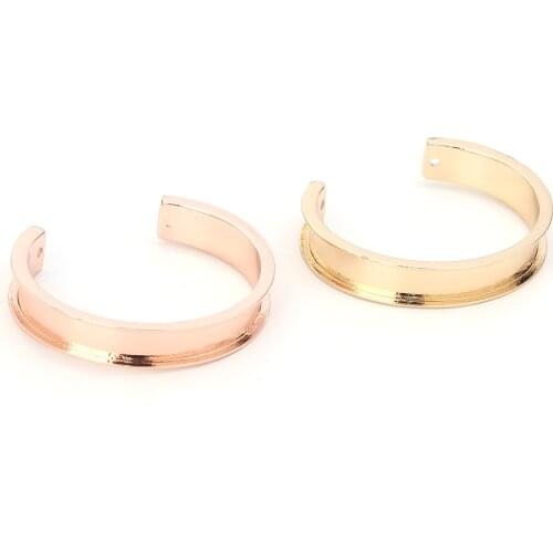 1 Pc Zinc Based Alloy Channel Open Cuff Bangles Bracelets Silver Color Gold Color Tray Bezel Cabochon Settings Base 17cm long
