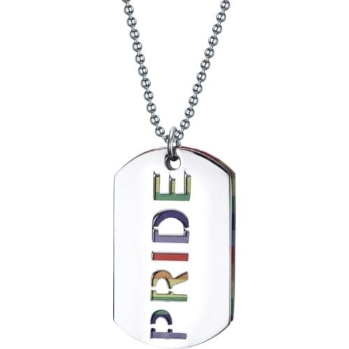 2021 LGBT Fashion Two-piece Stainless Steel Rainbow With PRIDE Europe and America Style Pendant Necklace Suitable For Couples