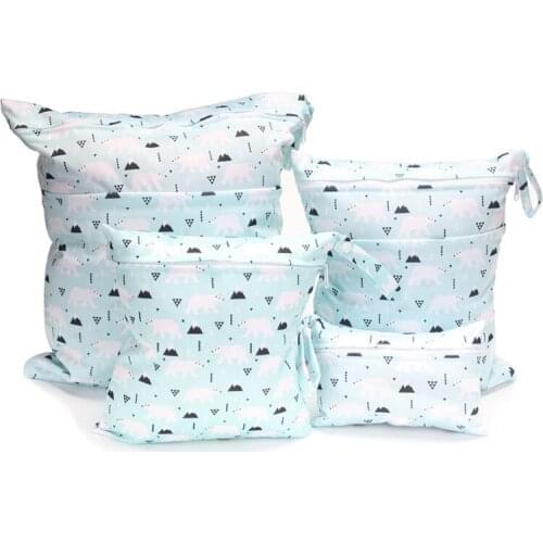 2021 New 4Pcs Fashion Print Baby Diaper Storage Bags Reusable Washable Travel Nappy Pouch
