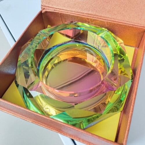 2021 New Arrival Household Cigar Ashtray Crystal Glass Smoking Dust Holder Living Room Office Cigarette Octagonal Ashtray