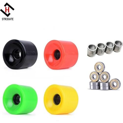 4 Pack Longboard Wheel Road Racing Electric Skateboard Wheels 70X51mm PE Hub Black or White with ABEC 11 Speed Bearings Complete