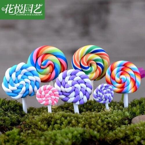 5pcs Rainbow Colorful Spiral Lollipop Miniature Doll Lollipop Pretend Play Food for Home Decor Doll Accessories Kitchen toys