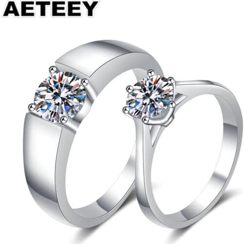 925 Silver Passed Diamond Test Perfect Cut 0.5-1 ct VVS1 D Color Moissanite Rings Sets for Women And Men Trendy Jewelry JA-40