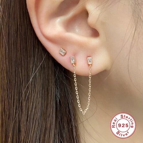 Aide Real 925 Sterling Silver Star Stud Earring For Women 2021 Trend Chain Earrings Luxury Jewelry Girl Gift Pendientes Brincos