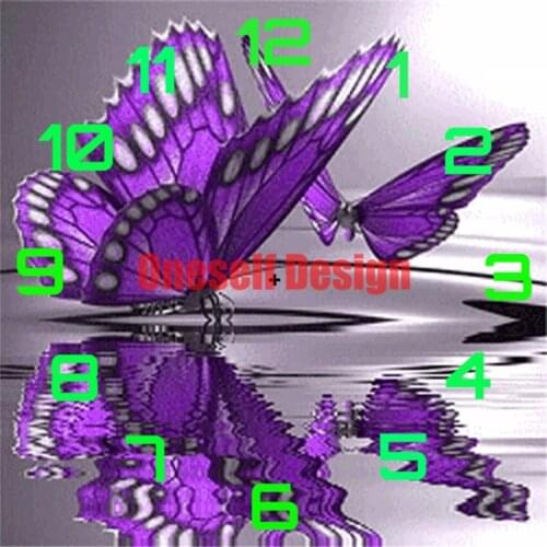 Diamond embroidery sale clock animal butterfly diamond painting clock diy frame wall sticker diamond mosaic rhinestone pictures