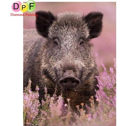 DPF Diy Diamond Painting Cross Stitch Embroidery Mosaic animal "Wild boar" Full Square/Round Drill Rhinestones home decor