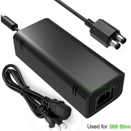 Updated Version Power Supply AC Adapter Replacement Brick Charger with Cable for X Box XBOX 360 Slim Game Console & Controller