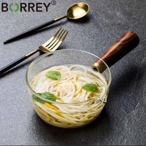 BORREY Household Heat Resistant Glass Soup Porridge Health Pot Heating Breakfast Milk Instant Noodle Bowl Kitchen Cooking Tools