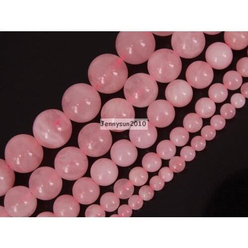 Natural Madagascar Rose Qua-rtz Gems Stone Round Beads 15.5'' 6mm 8mm 10mm 12mm Strand for Jewelry Making Crafts 5 Strands/Pack