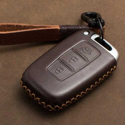 1PCS Genuine Leather Smart Key Case Key Cover For Hyundai Solaris HB20 Veloster SR IX35 Accent Elantra i30