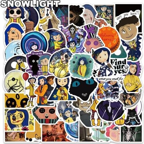 10/50pcs/set Cartoon Coraline & The Secret Door Animated Movie Coraline Stickers For Kid Case Skateboard Laptop Luggage Helmet