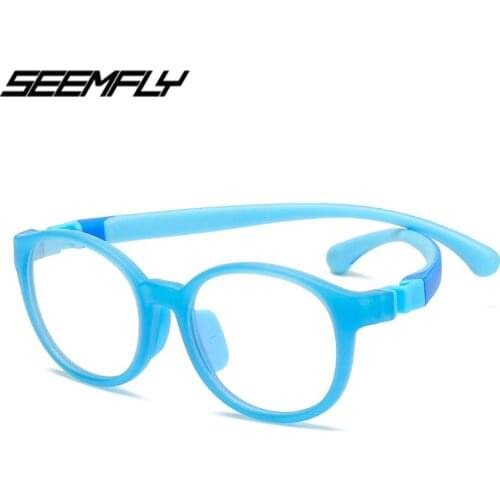 Seemfly Children Silicone Glasses Retro Ultralight TR90 Round Frame Kids Spectacle Boys Girls Clear Lens Eyeglasses Eyewear New