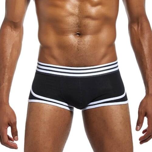 Mens Soft Boxers Underpants Knickers Shorts Men Boxer Shorts Classic Striped Male Underpants U Convex Pouch Cueca Masculina