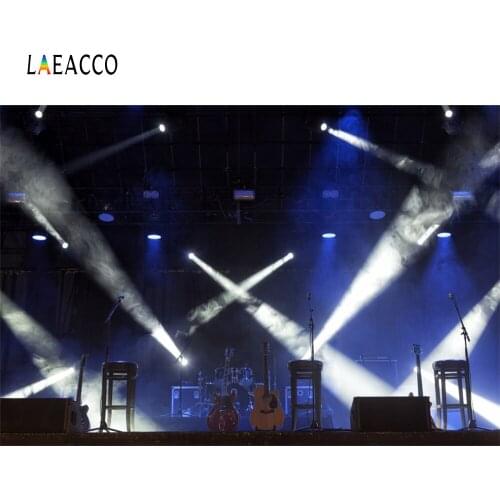 Laeacco Spotlight Stage Speakers Guitar Musical Show Scene Photo Backgrounds Customized Photographic Backdrops For Photo Studio