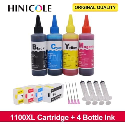 HINICOLE PGI1100 PGI-1100 refillable ink cartridge for Canon MAXIFY MB2010 MB2110 MB2710 with 4 Color printer ink pgi1100XL