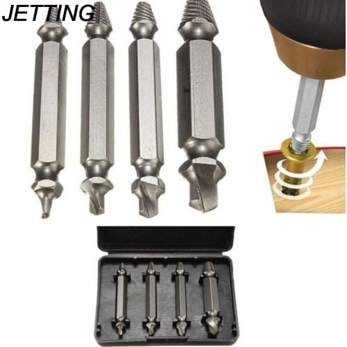 4 Pcs/lot Broken Bolt Remover Easy Out Stud Tool Screw Extractor Drill Bits Guide Set Hand Tool New