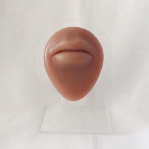 Coffee silicone simulation human mouth model perforation exercise props lip nails mouth nail display