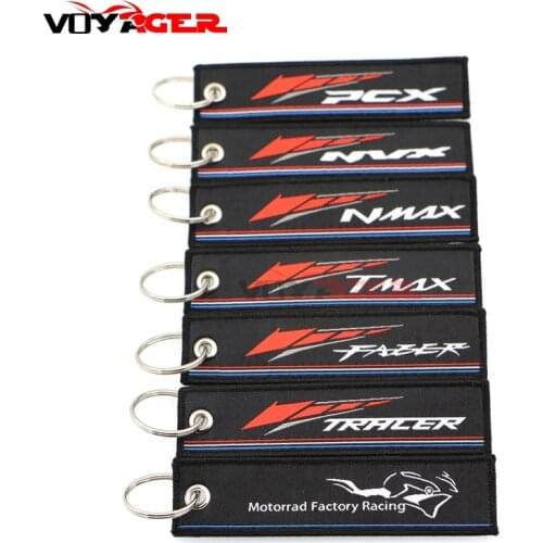 Motorcycle Embroidery Collection Keychain For YAMAHA PCX NVX NMAX TMAX FAZER TRACER series Keyring