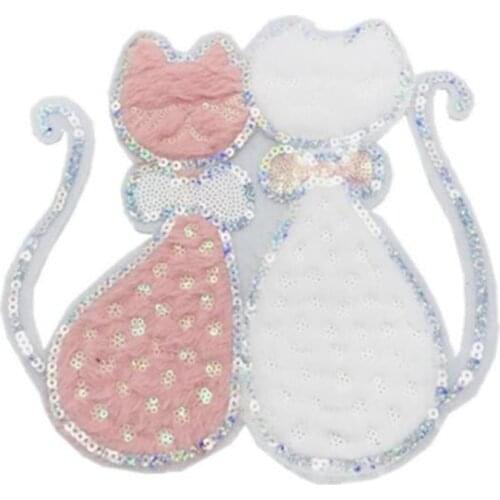Patch Cats Plush Iron Ons Animal Patches Bulk for Clothing Sequin Accessories Stickers for Clothes Large Badge Free Shipping