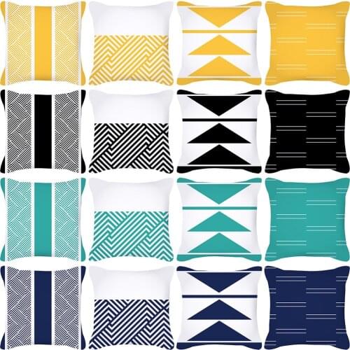 Geometric Print Pillowcase Cushion Cover 45*45 Sofa Cushions Pillow Cases Cotton Linen Home Decor Pillow Covers KD-0704