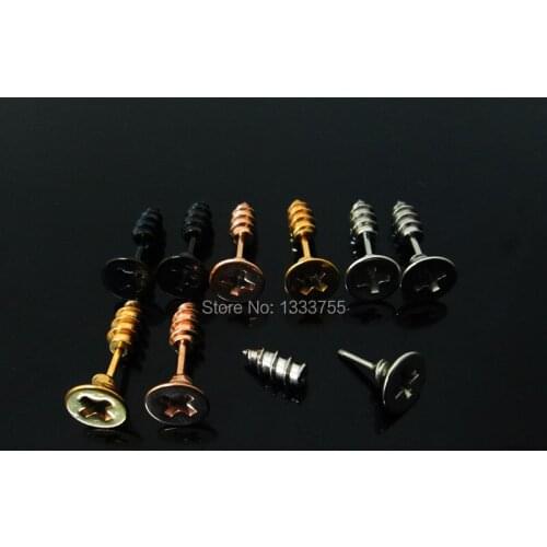 NEW arrival mixed 4 colors 1 pair 8mm surgical Stainless Steel screws shape ear tragus piercing fake taper