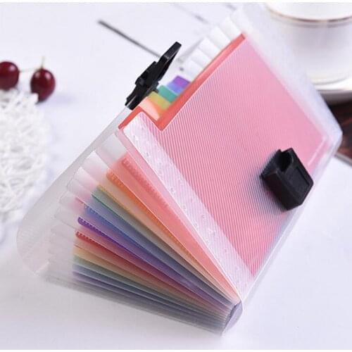 A6 Plastic Portable File Folder Extension Wallet Bill Receipt File Sorting Organizer Office Storage Bag Folders Filing Products