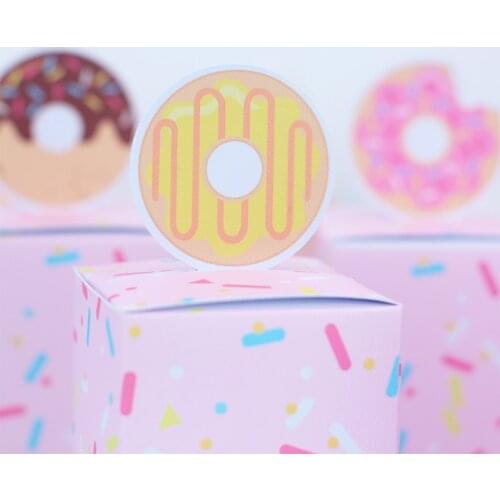 Donut Grow Up Gift Box Candy Bags Goodies Birthday Party Decoration Baby Shower Wrapping Decor Paper Treat Boxes Cute Girl 5pcs