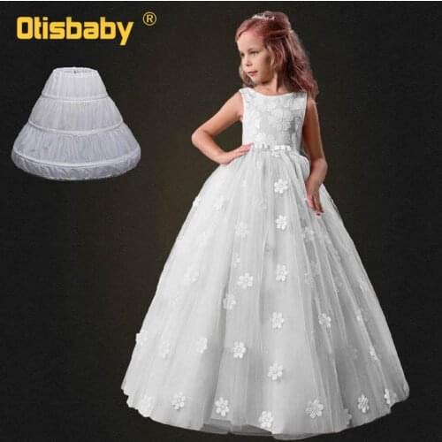 HOT Children Party Dress for Girls White Birthday Ceremony Sleeveless Gown Prom Long Evening Dress Teen Occasion Wedding Dresses