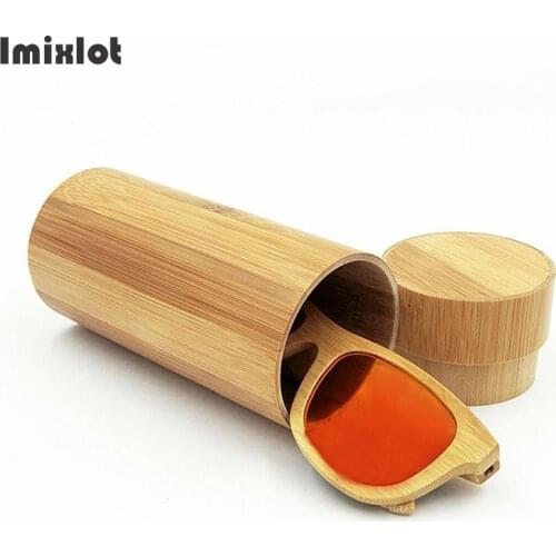 Portable Cylinder Shape Bamboo Glasses Case Vintage Handmade Eyeglasses Storage Box Men Women Sunglasses Spectacles Container