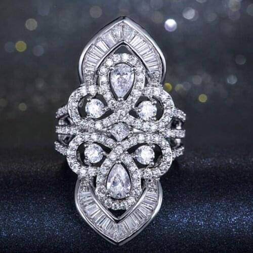 Luxury Gorgeous Women Jewelry White Zircon Bridal Rings for Wedding Engagement Set Gifts