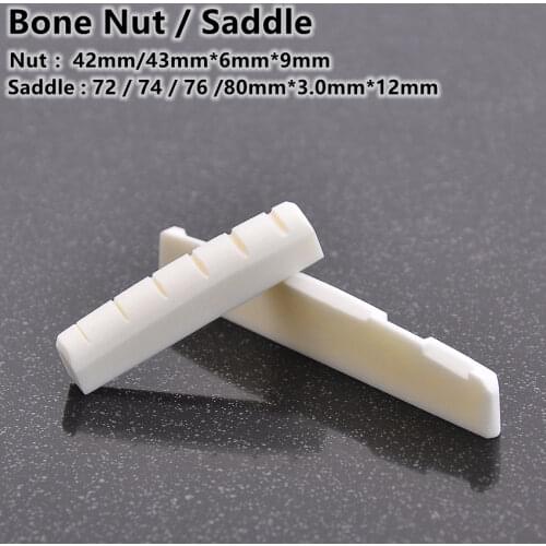 1pc 6 String Guitar Bone Nut and Bridge Saddle Made of Real Bone for acoustic/ electric guitar parts and accessories