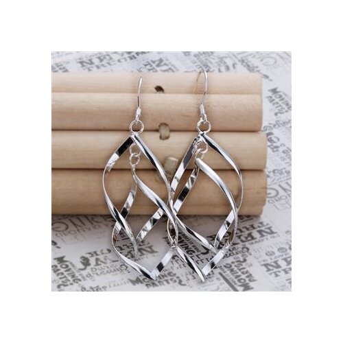 N925 Sterling Silver color Earrings,Dual banana-shaped earrings, N925 Sterling Silver color Earrings wholesale jewelry E002