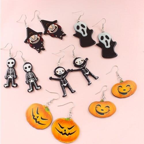 Happy Halloween Lovely skeleton Pendant Earrings Skull phantom Ghost Pumpkin lantern Gothic horror Earrings Jewelry for girls