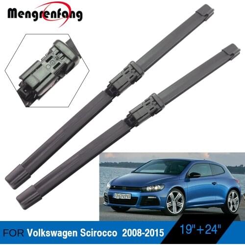 Car Windscreen Wiper Blades Soft Rubber Wiper Push Button Arms For Volkswagen Scirocco 2008 2009 2010 2011 2012 2013 2014 2015