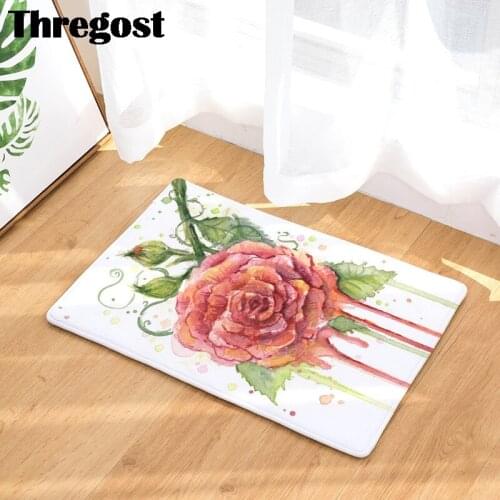 Modern Living Room Decor Floor Mat Anti-Slip Indoor Doormat 3D Carpet Microfiber Flannel Floral Printed Home Welcome Rug