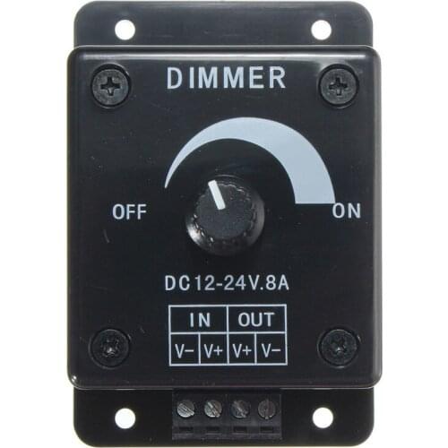 DC12-24V 8A LED Dimmer Adjustable Brightness Lamp Bulb Strip Driver Single Color Light Power Supply Controller Black