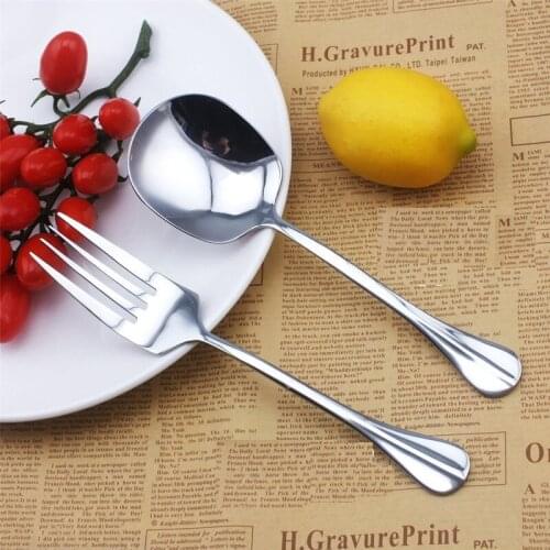Public Long Salad Spoon Salad Fork Stainless Steel Buffet set Kitchen Tool Serving Spoons Utensils Bar Restaurant Supply 2pcs