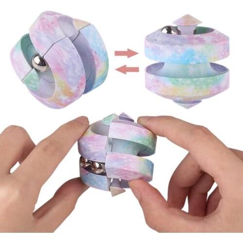 Rotating Track Magical Bead Metal Fingertip Decompression Infinity Cube Spinner Relieve Stress Metal Pinball Puzzle Deform Toys