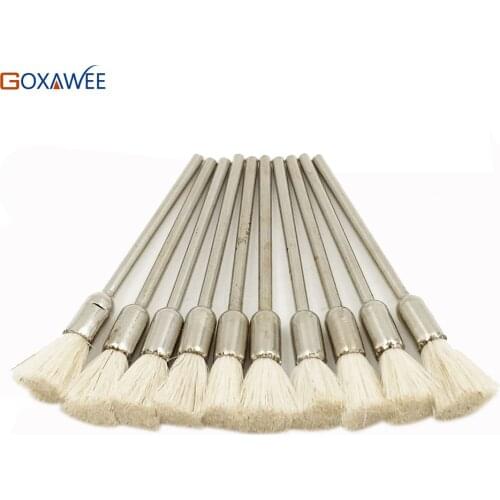 GOXAWEE 100pcs For Dremel Rotary Abrasive Tools White Goat Hair Shank 2.35mm Power Tool Accessories For Dremel Tools
