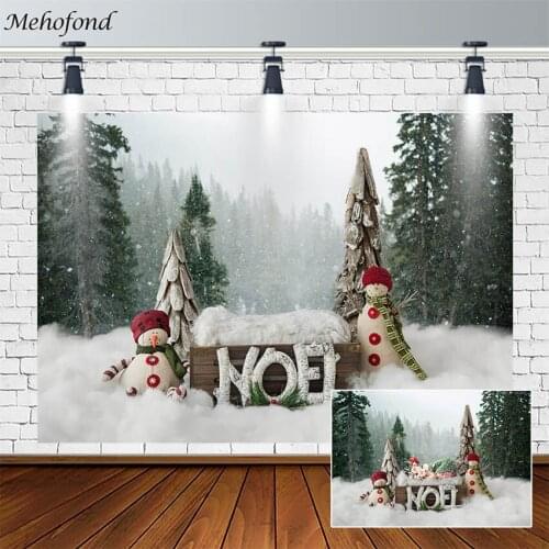 Merry Christmas Tree Baby Shower Backdrop Winter Snowman Newborn Subject Photography Background Photostudio Photocall Decor Prop