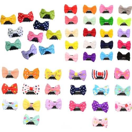 10 Pcs/lot Solid Dot Pringting Mini Small Bow Hair Clips Hair Clips Kids Hair Accessories PC001
