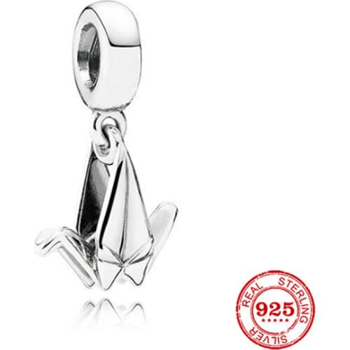 New 925 Sterling Silver Paper Crane Bead Charm Fit Original Pandora Bracelet DIY Silver 925 Jewelry For Women Gift