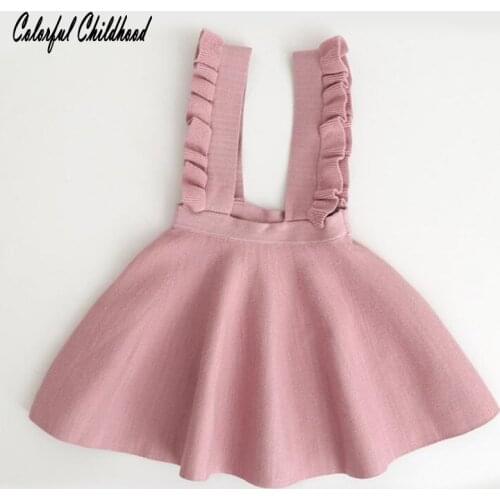 2-6y Cotton Toddler Girl Dress Autumn Ruffles strap Baby Dress Sleeveless knited Children Christmas Clothes for baby vestido