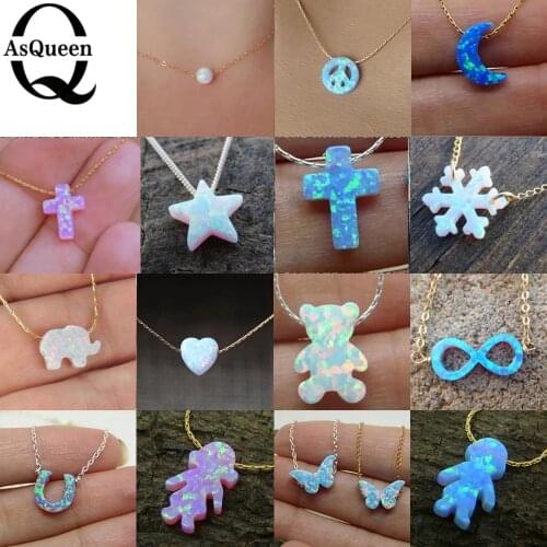 ASQUEEN 15 Styles New Cute Nature Opal Stone beads Necklace Pendants Gift For Women Girls necklace